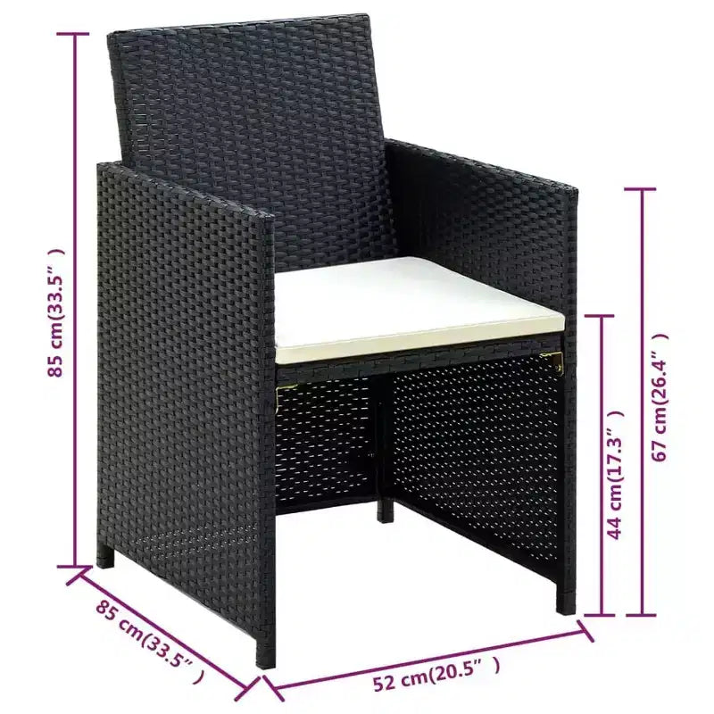 vidaXL Loungesofa-Set PE-Rattan, pulverbeschichteter Stahl, Polyester Mittel