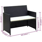 vidaXL Loungesofa-Set PE-Rattan, pulverbeschichteter Stahl, Polyester Mittel