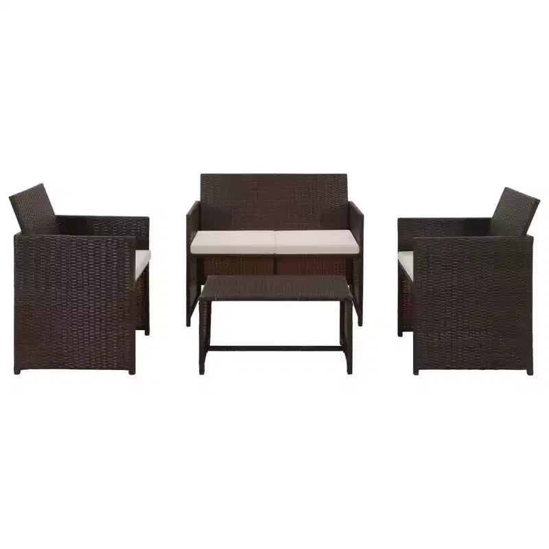 vidaXL Loungesofa-Set PE-Rattan, pulverbeschichteter Stahl, Polyester Mittel