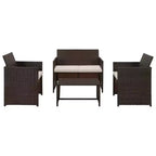 vidaXL Loungesofa-Set PE-Rattan, pulverbeschichteter Stahl, Polyester Mittel