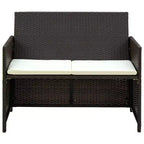 vidaXL Loungesofa-Set PE-Rattan, pulverbeschichteter Stahl, Polyester Mittel