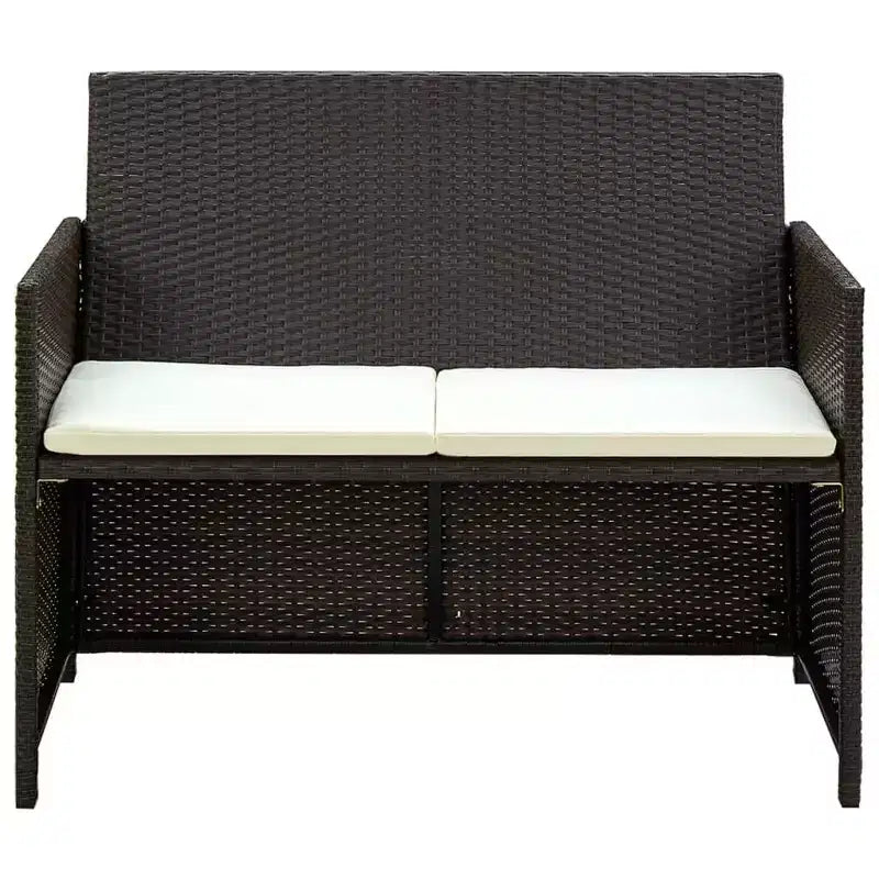 vidaXL Loungesofa-Set PE-Rattan, pulverbeschichteter Stahl, Polyester Mittel