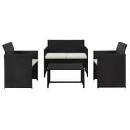 vidaXL Loungesofa-Set PE-Rattan, pulverbeschichteter Stahl, Polyester Mittel