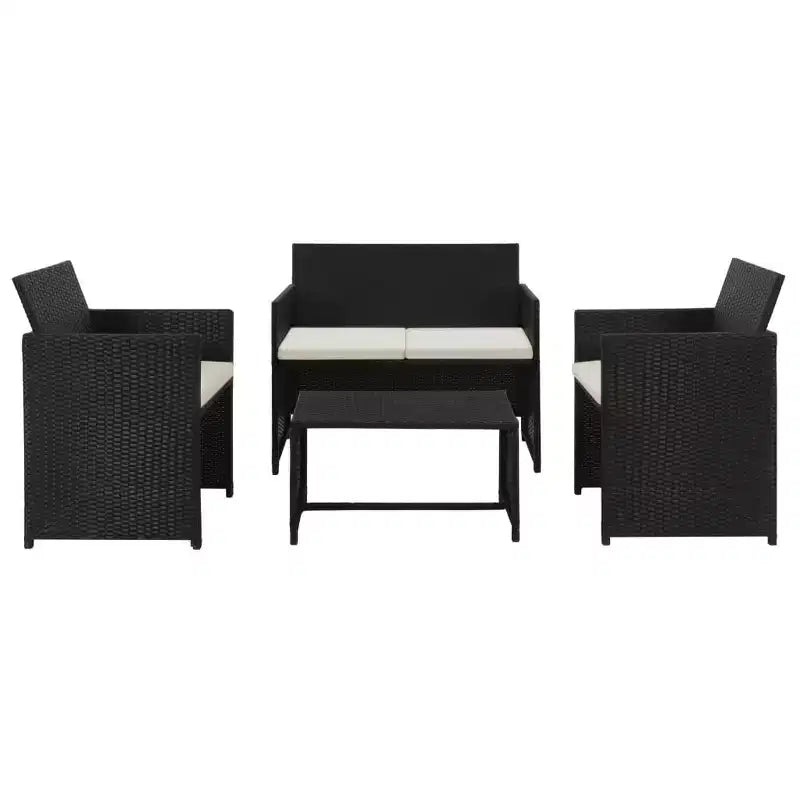 vidaXL Loungesofa-Set PE-Rattan, pulverbeschichteter Stahl, Polyester Mittel