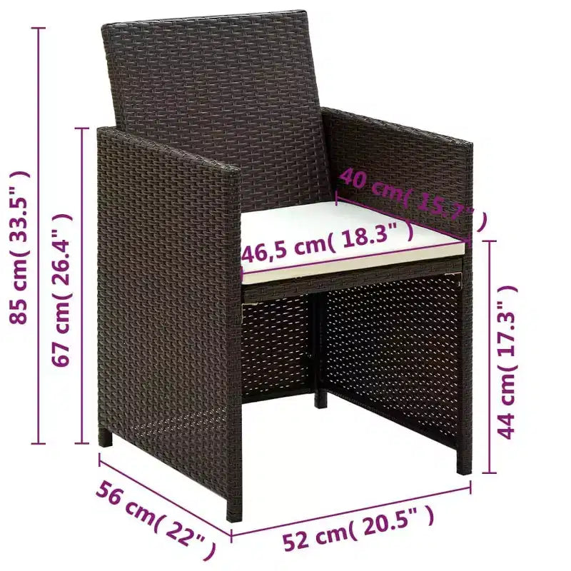 vidaXL Loungesofa-Set PE-Rattan, pulverbeschichteter Stahl, Polyester Mittel