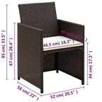 vidaXL Loungesofa-Set PE-Rattan, pulverbeschichteter Stahl, Polyester Mittel