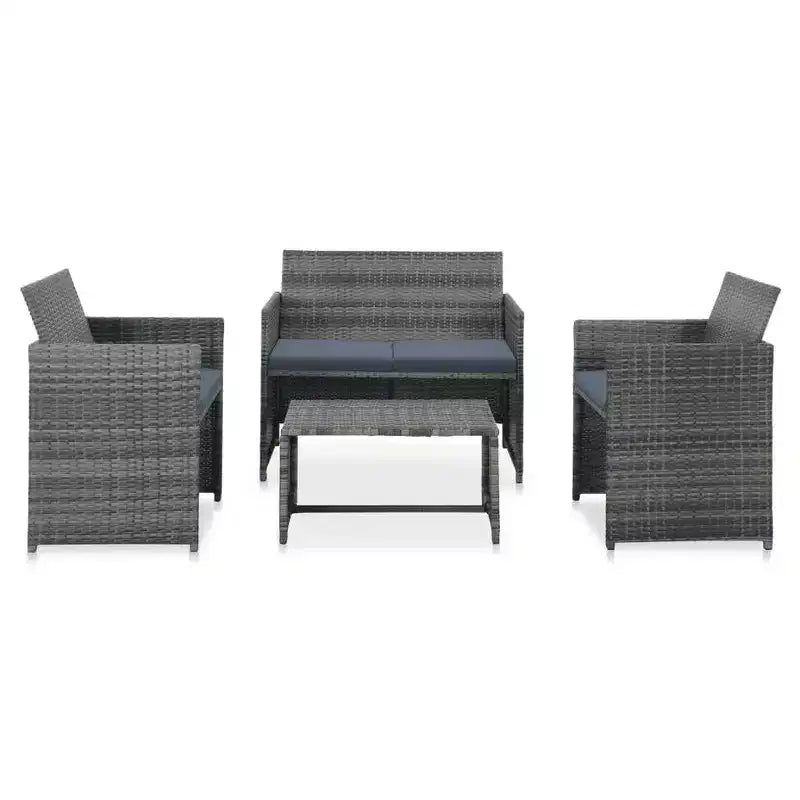 vidaXL Loungesofa-Set PE-Rattan, pulverbeschichteter Stahl, Polyester Mittel