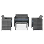 vidaXL Loungesofa-Set PE-Rattan, pulverbeschichteter Stahl, Polyester Mittel