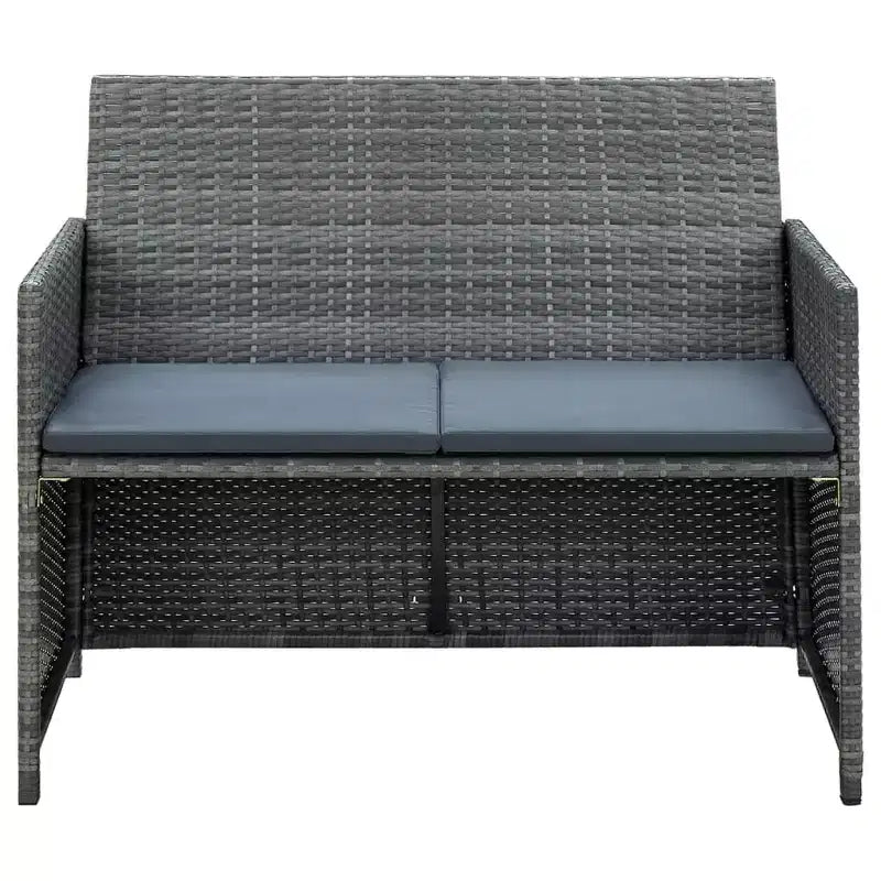 vidaXL Loungesofa-Set PE-Rattan, pulverbeschichteter Stahl, Polyester Mittel