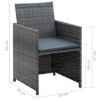 vidaXL Loungesofa-Set PE-Rattan, pulverbeschichteter Stahl, Polyester Mittel