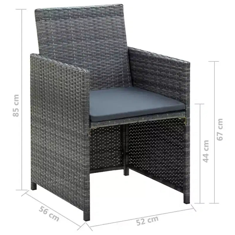 vidaXL Loungesofa-Set PE-Rattan, pulverbeschichteter Stahl, Polyester Mittel
