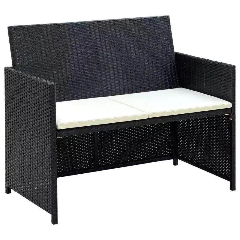 vidaXL Loungesofa-Set PE-Rattan, pulverbeschichteter Stahl, Polyester Mittel