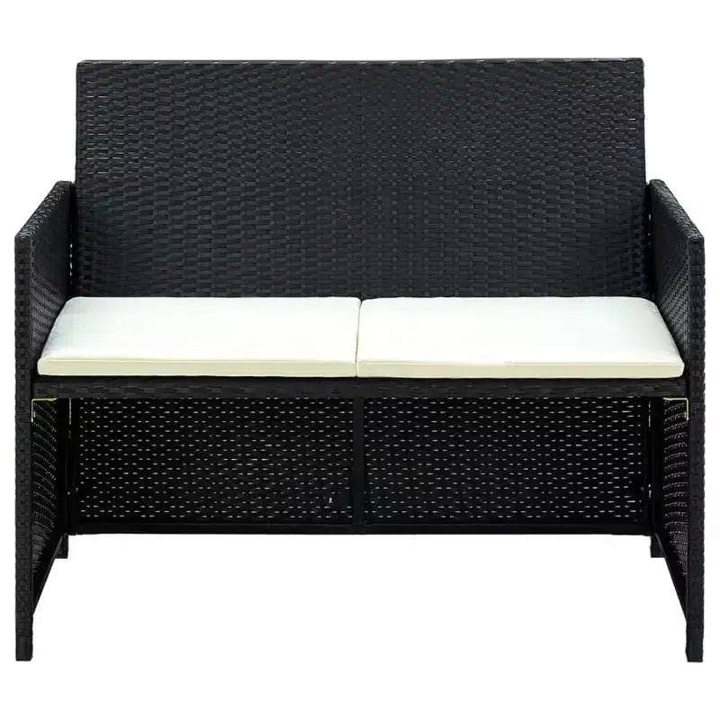 vidaXL Loungesofa-Set PE-Rattan, pulverbeschichteter Stahl, Polyester Mittel