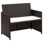 vidaXL Loungesofa-Set PE-Rattan, pulverbeschichteter Stahl, Polyester Mittel