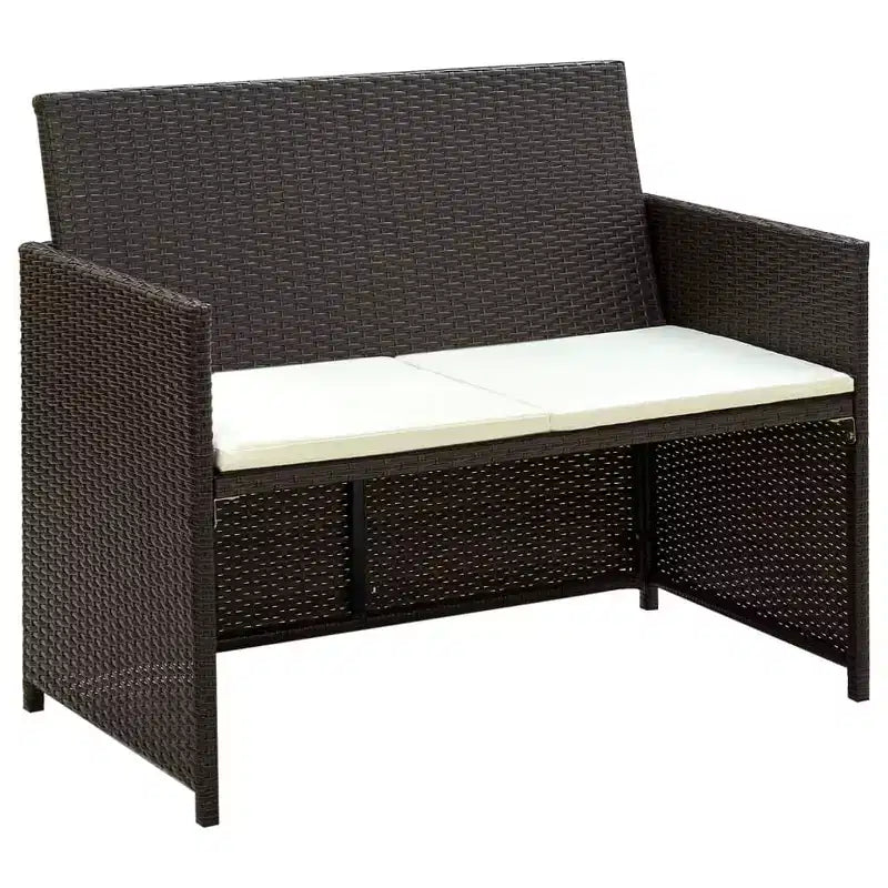 vidaXL Loungesofa-Set PE-Rattan, pulverbeschichteter Stahl, Polyester Mittel
