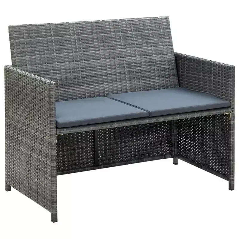 vidaXL Loungesofa-Set PE-Rattan, pulverbeschichteter Stahl, Polyester Mittel