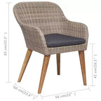 vidaXL Terrassen-Essgruppe Outdoor-Tisch und -Stühle Möbelset Polyrattan