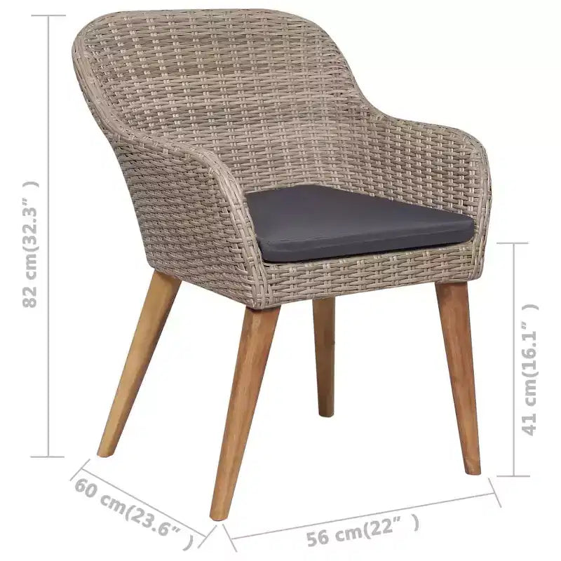 vidaXL Terrassen-Essgruppe Outdoor-Tisch und -Stühle Möbelset Polyrattan