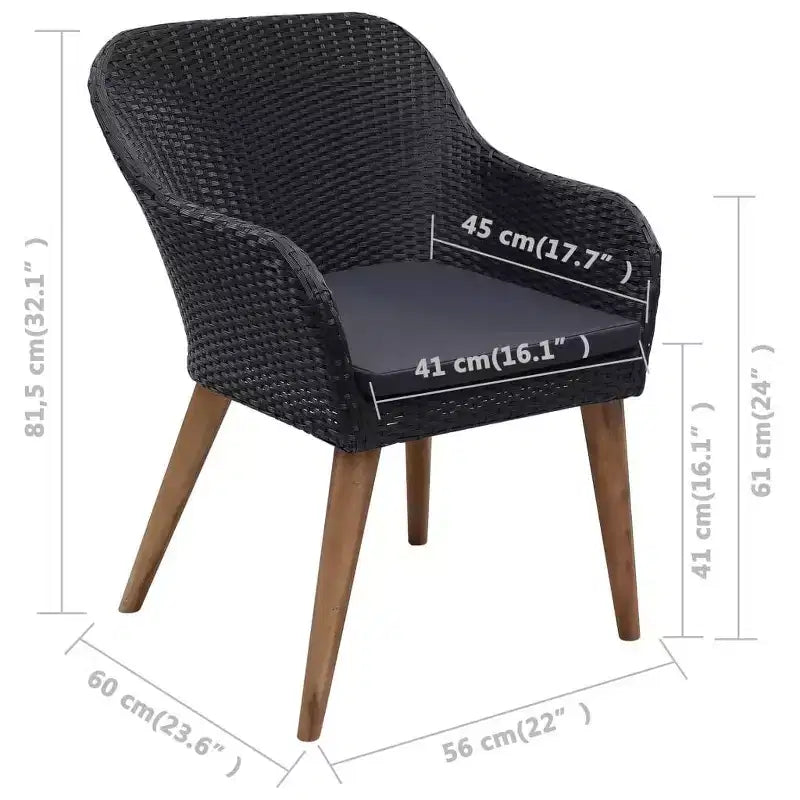 vidaXL Terrassen-Essgruppe Outdoor-Tisch und -Stühle Möbelset Polyrattan