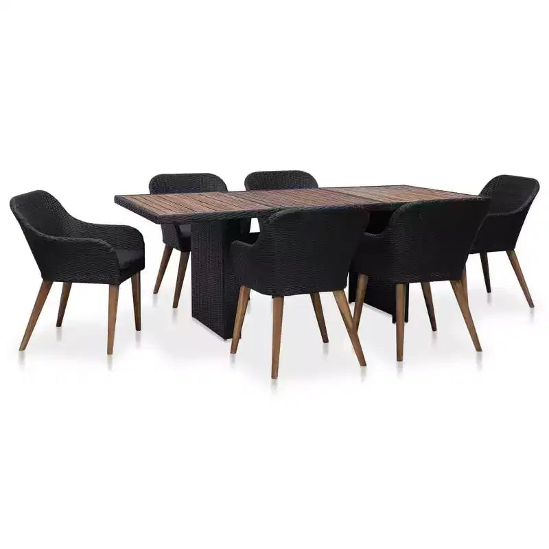vidaXL Terrassen-Essgruppe Outdoor-Tisch und -Stühle Möbelset Polyrattan
