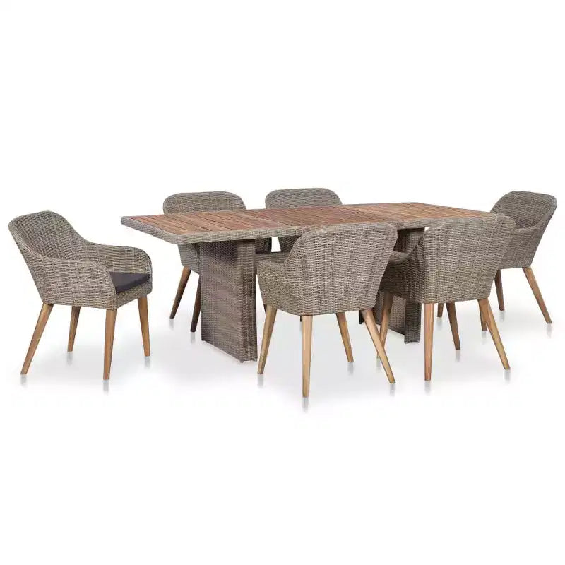vidaXL Terrassen-Essgruppe Outdoor-Tisch und -Stühle Möbelset Polyrattan