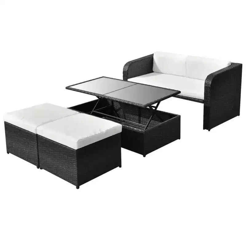 vidaXL Gartenmöbel-Set Sitzgruppe mit Tisch Rattan