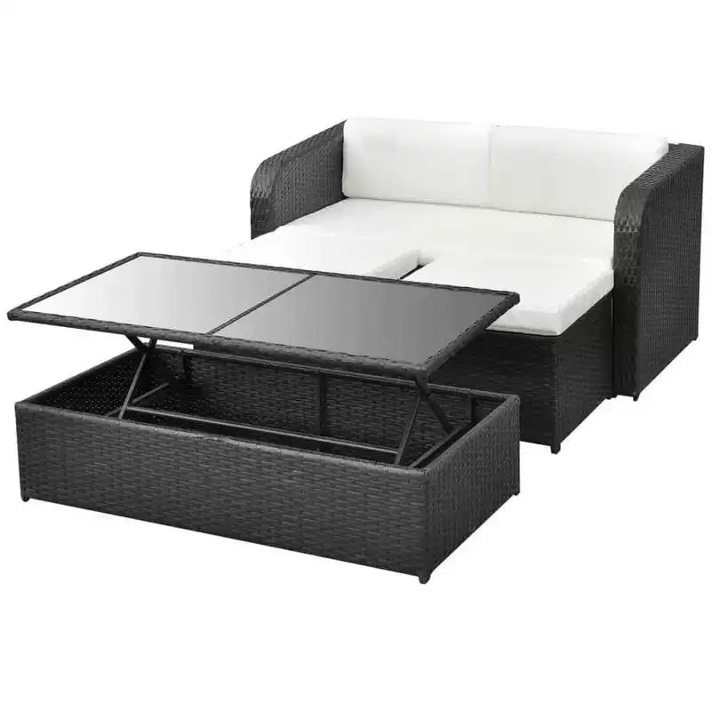 vidaXL Gartenmöbel-Set Sitzgruppe mit Tisch Rattan