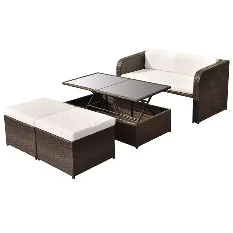 vidaXL Gartenmöbel-Set Sitzgruppe mit Tisch Rattan