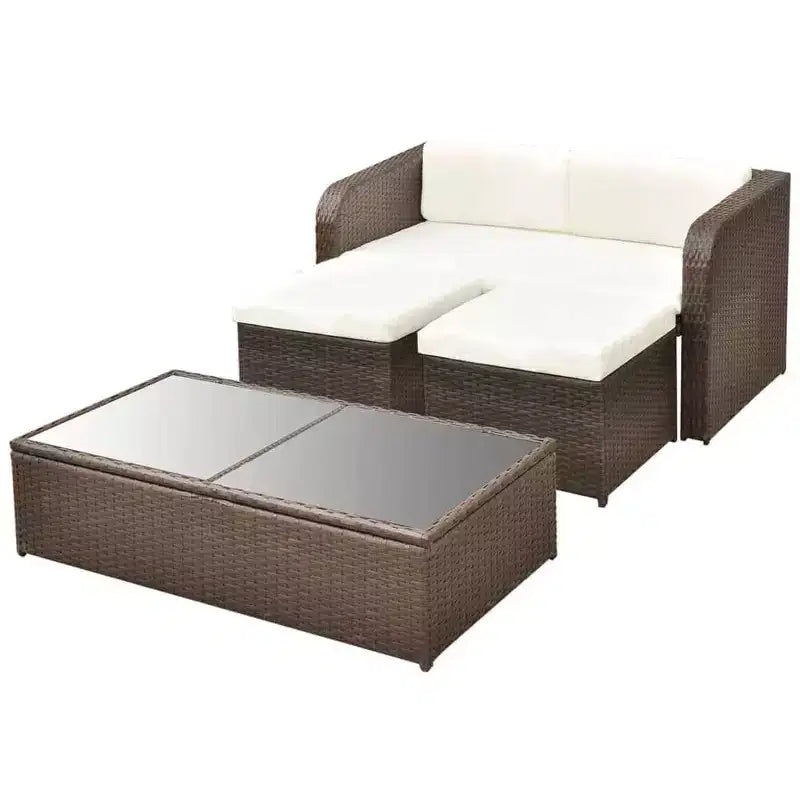 vidaXL Gartenmöbel-Set Sitzgruppe mit Tisch Rattan
