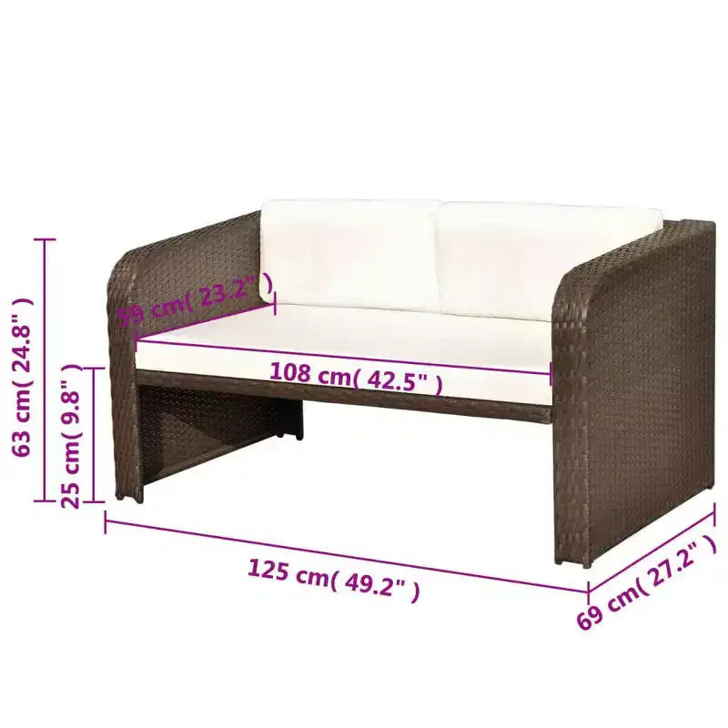 vidaXL Gartenmöbel-Set Sitzgruppe mit Tisch Rattan