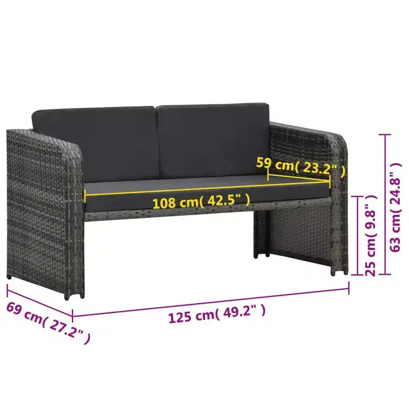 vidaXL Gartenmöbel-Set Sitzgruppe mit Tisch Rattan