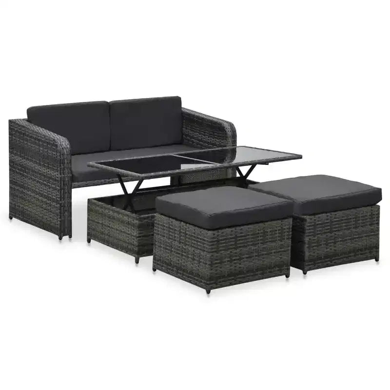 vidaXL Patio Furniture Set Patio Conversation Set with Table Rattan