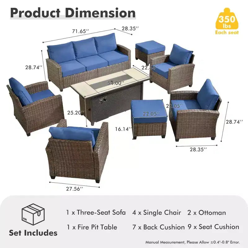 HOMLUX Gartenmöbel-Set 8-teilig, Sitzgruppen für den Außenbereich