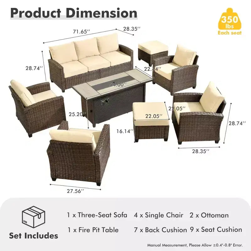 HOMLUX Gartenmöbel-Set 8-teilig, Sitzgruppen für den Außenbereich