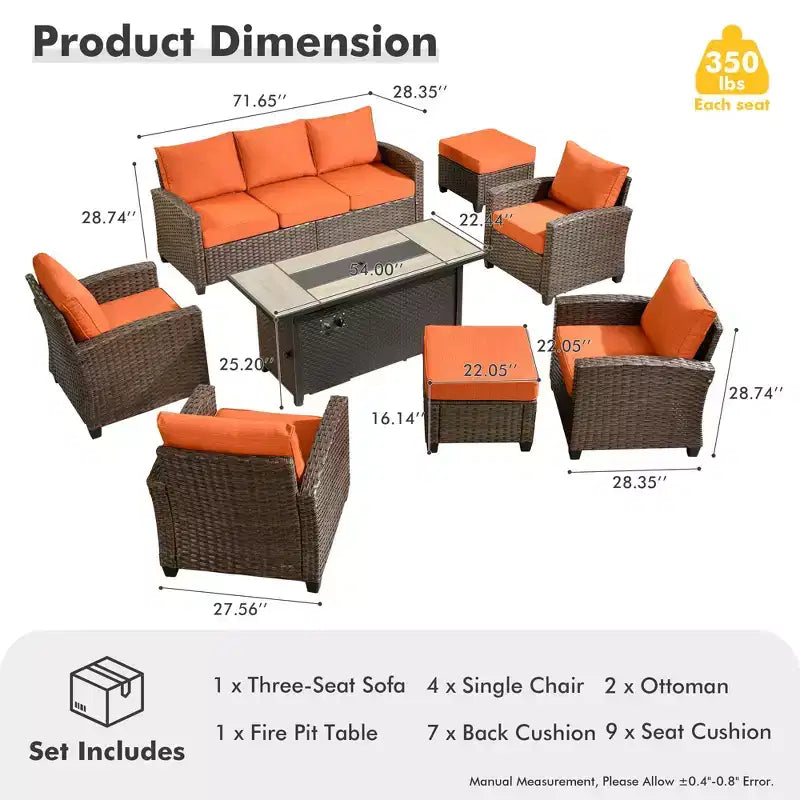 HOMLUX Gartenmöbel-Set 8-teilig, Sitzgruppen für den Außenbereich