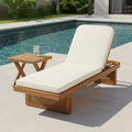 Christopher Knight Home Sandrine Patio 2 Piece Acacia Wood Rattan Lounge Set with Cushion and Slatted Table