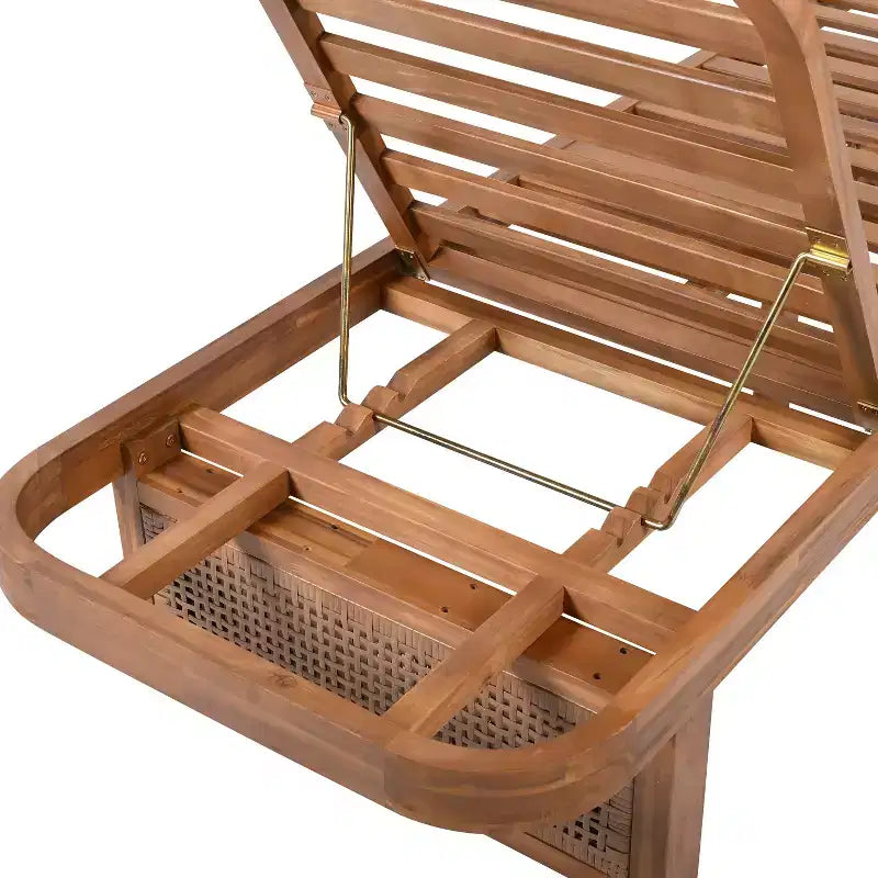 Christopher Knight Home Sandrine Patio 2-teiliges Akazienholz-Rattan-Loungeset mit Kissen und Lattenrost-Tisch