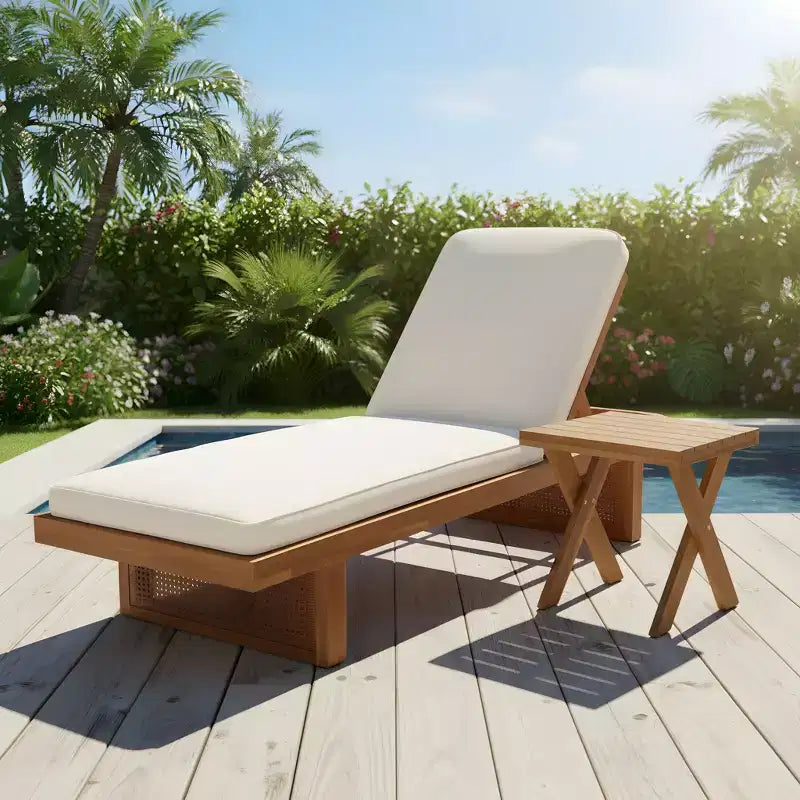 Christopher Knight Home Sandrine Patio 2-teiliges Akazienholz-Rattan-Loungeset mit Kissen und Lattenrost-Tisch