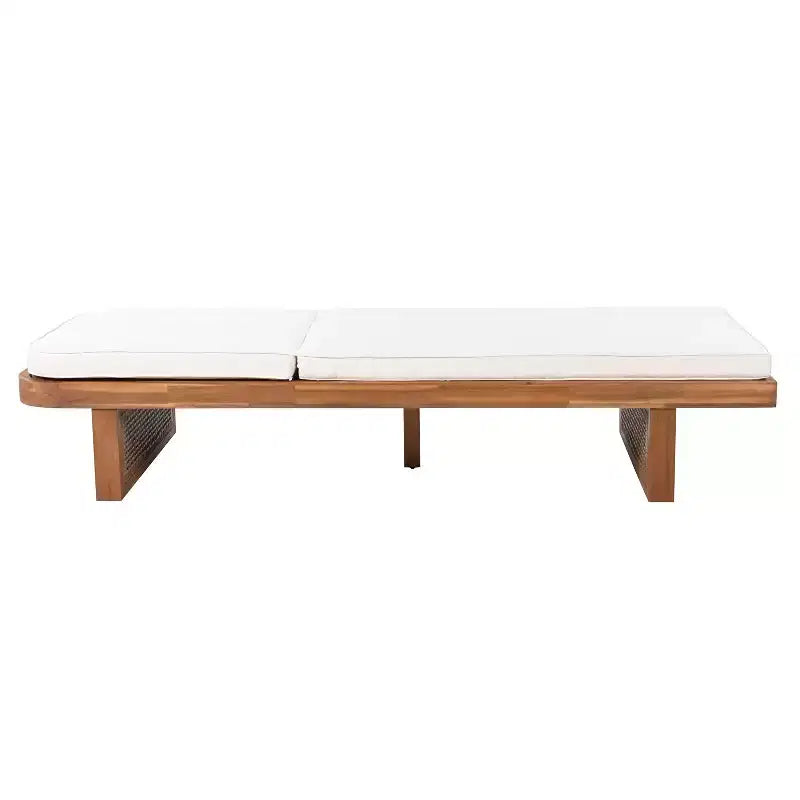 Christopher Knight Home Sandrine Patio 2-teiliges Akazienholz-Rattan-Loungeset mit Kissen und Lattenrost-Tisch