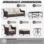 UPTIOT Premium Outdoor Collection: 3er-Sofa, 4 Schaukelstühle, 2 Tische, 2 Ottomanen & Esstisch