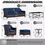 UPTIOT Premium Outdoor Collection: 3er-Sofa, 4 Schaukelstühle, 2 Tische, 2 Ottomanen & Esstisch