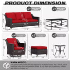 UPTIOT Premium Outdoor Collection: 3er-Sofa, 4 Schaukelstühle, 2 Tische, 2 Ottomanen & Esstisch