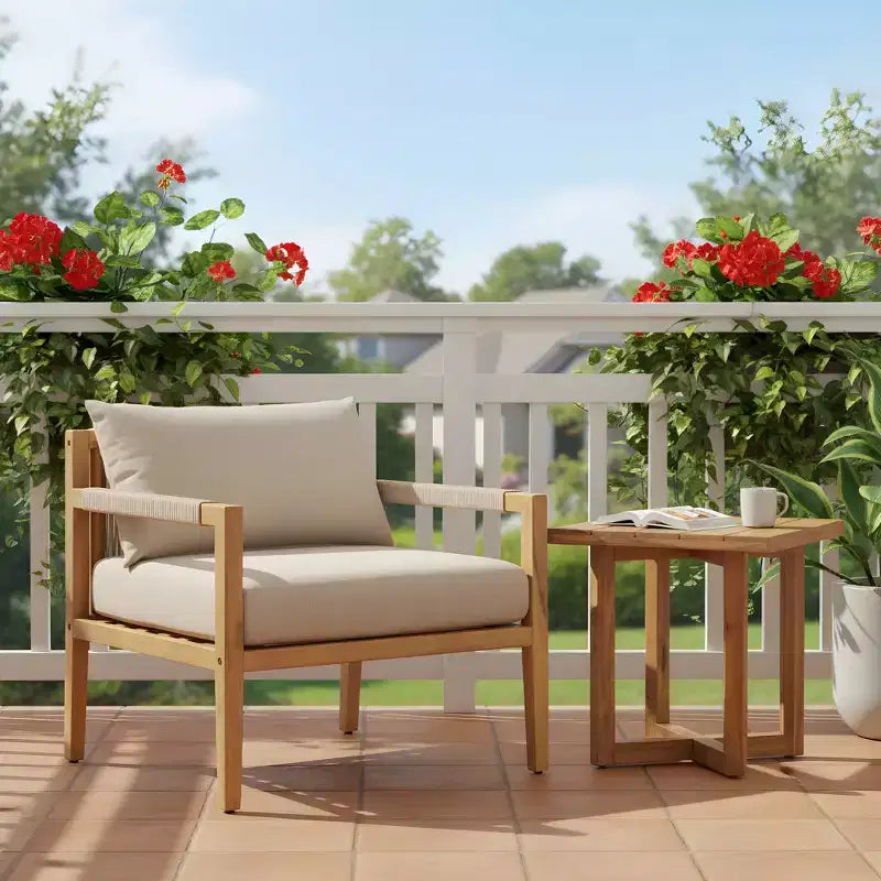 Christopher Knight Home Asha Modern Patio Acacia Wood Seating Set with Slatted Side Table