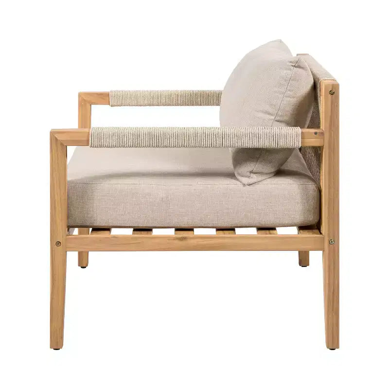 Christopher Knight Home Asha Modernes Terrassen-Sitzgruppe aus Akazienholz mit Lamellen-Beistelltisch