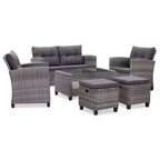 vidaXL Gartensofa Outdoor Lounge-Set mit Kissen 6-teilig Polyrattan