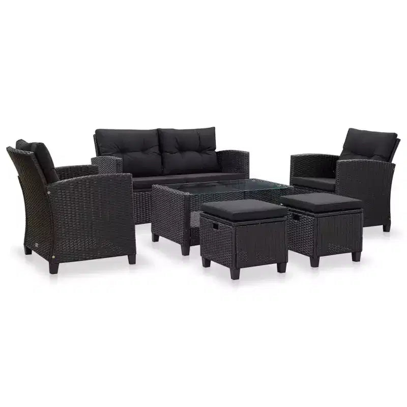 vidaXL Gartensofa Outdoor Lounge-Set mit Kissen 6-teilig Polyrattan