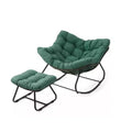 Light Green Egg Rocking Chair with Ottoman, All-Weather Wicker Lounge & Cushions