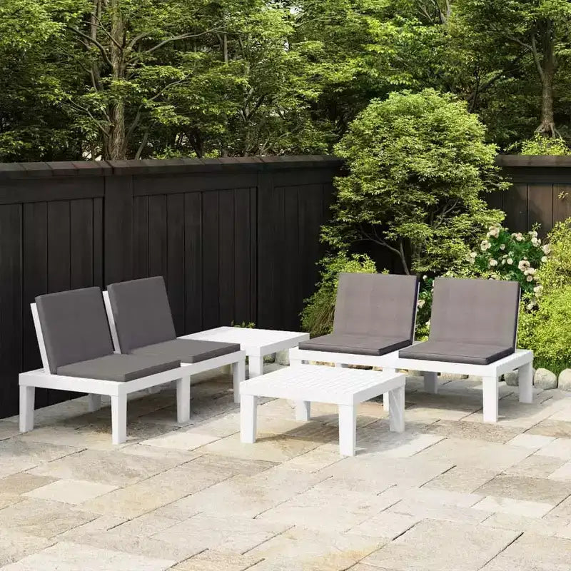 vidaXL Garten Lounge Set Kunststoff Normal Sitze 4 Garten Lounge Set