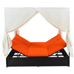 Whisen Garten Sonnenliege Rattan-Tagesbett mit Kissen & verstellbaren Sitzen