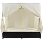 Whisen Garten Sonnenliege Rattan-Tagesbett mit Kissen & verstellbaren Sitzen